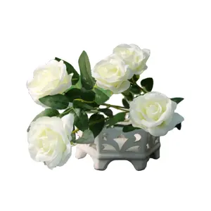 סיטונאי מפעל בתפזורת באיכות גבוהה ורדים בודדים מלאכותיים פרח אדום לבן מותאם אישית ורד פרחים דקורטיביים