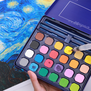 Ensemble de peinture à l'<span class=keywords><strong>aquarelle</strong></span> solide Giorgione Professional 18 couleurs avec stylo à eau gratuit, <span class=keywords><strong>crayon</strong></span>, pinceau pour peindre sur toile et papier - Product Image 3
