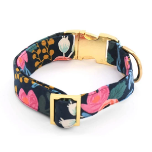 Großhandel Design Print Rosa Floral <span class=keywords><strong>Navy</strong></span> Hunde halsband mit Roségold Metalls chnalle - Product Image 2