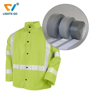 Hi vis washable reflective silver grey polyester fabric tape stripes sew on safety clothes
