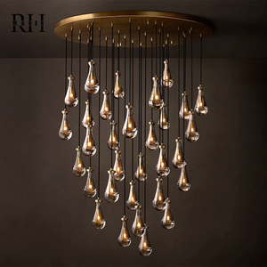 Lampadario Rotondo in Vetro e Ottone Stile Americano RHMAKER, Fonte di Luce Regolabile, Standard Globale, Arredamento RH <span class=keywords><strong>per</strong></span> la Casa - Product Image 2