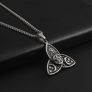 Wicca soleil étoile lune pendentifs ne se décolore jamais en acier inoxydable lien chaîne colliers pour hommes Viking bijoux Zircon principal pour les mariages - Product Image 5