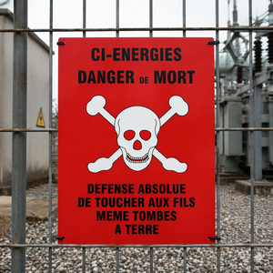 Panneaux métalliques personnalisés OEM, étanches et durables, pour signalisation de danger de choc électrique, de mort, de sécurité industrielle - Product Image 1