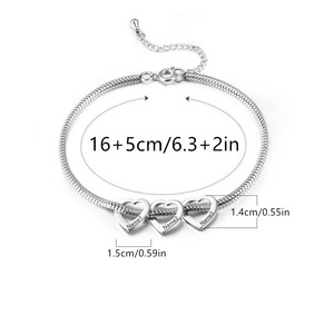 Customizable PVD 18K Gold Plated Heart Charm <b>Bracelet</b> | <b>Snake</b> <b>Chain</b> & Engravable Blank Heart Charms | Personalized Name Jewelry - Product Image 6