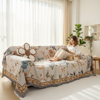 Housse de canapé épaisse en tissu à motif floral de style ethnique, couverture intégrale