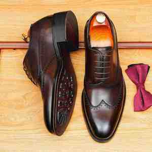 Men's Fashionable New Style Casual Dress Shoes Slip on Leather <b>Pointed</b> <b>Toe</b> Walking Shoes Waterproof for Autumn Season - Product Image 1