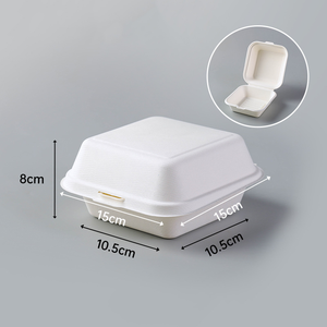 일회용 조가비 전자 레인지 생분해성 Bagasse 힌지 테이크 아웃 식품 용기 레스토랑 맞춤형 로고 - Product Image 3