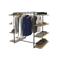 Présentoirs de Magasin de Vêtements : Gondoles Doubles en Fer pour Hommes et Aménagements Portables Modernes pour Boutiques de Vêtements