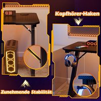 Mesa de juegos en forma de Z moderna madera Metal luces ajustables Led Rgb Pc juego hogar Oficina ordenador escritorio mesa de juegos para juegos