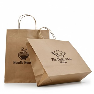 Bolsa de Papel Kraft Personalizada para Llevar Sushi con Asa, Bolsa de Embalaje para Sushi Japonés Ecológica y de Grado Alimenticio - Product Image 1