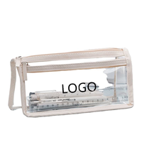 Étui à crayons transparent avec fermeture éclair pour la papeterie, sac de voyage en PVC transparent avec fermeture éclair, trousse de maquillage en PVC imperméable