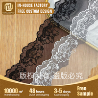 Dentelle brodée 100 % polyester de haute qualité avec motif de dessin animé, bord ondulé soluble dans l'eau pour robes, sacs et textiles de maison