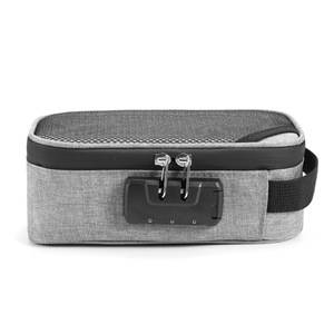 Grey Polyester Smell Proof Case with Combo Lock and Carbon Fiber Lining Multi-Functional Travel Storage Bag for <b>Herb</b> <b>Grinder</b> - Product Image 2