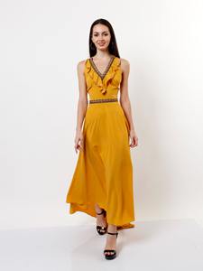 Maxivestido con cuentas a mano para mujer de puntada fina artesanal superior con diseño largo elegante y brillante para desfile de moda y fiesta, ropa para eventos - Product Image 4