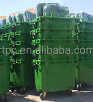 Poubelle à roulettes extérieure de 660 L, bac à déchets industriel en plastique, conteneur mobile pour déchets, poubelle de recyclage avec roues