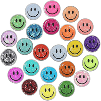 Patch en chenille brodé avec paillettes, fait sur mesure, grand motif de cœur aimant souriant, patch en chenille rose avec paillettes