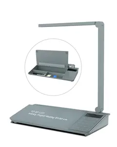 Papan tulis putih Desktop kaca dengan lampu dan kalkulator papan tulis putih hapus kering kecil dengan Unit penyimpanan