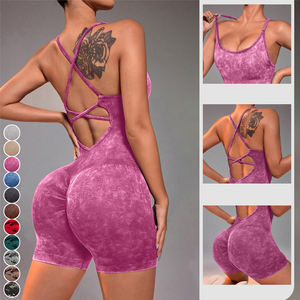 ชุดจั๊มสูทออกกำลังกายสำหรับผู้หญิง เปิดหลัง แห้งเร็ว ระบายอากาศดี ลายพิมพ์  แบบรัดรูป - Product Image 4