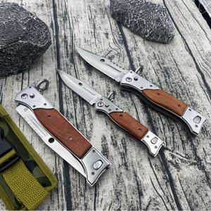Cuchillo de Bolsillo Plegable A.K-47 Personalizable de Grado OEM para Camping, Hoja de Acero Inoxidable D2, Mango de Madera, Marca HK, Afilado Extremo, 20cm - Product Image 2