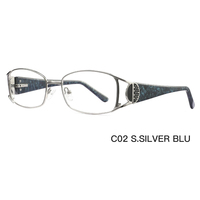 Monturas de Gafas Metálicas de Aro Completo FEROCE para Mujer, Monturas Ópticas Rectangulares de Diseño con Patillas Decorativas de Malla TTW-8006