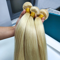 Extensions de cheveux humains brésiliens vierges à cuticules alignées, lisses, en vison épais, 40 pouces, blond 613, pour livraison directe