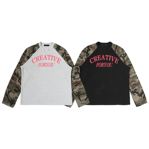 T-<span class=keywords><strong>shirt</strong></span> à manches longues en tissu gaufré de style streetwear tendance, t-<span class=keywords><strong>shirt</strong></span> camouflage - Product Image 1