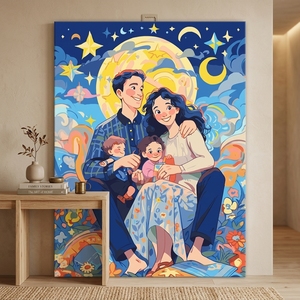 Kit de <span class=keywords><strong>peinture</strong></span> sur toile personnalisé Songwoo : <span class=keywords><strong>Peinture</strong></span> par numéros pour portrait familial de quatre personnes - Product Image 2