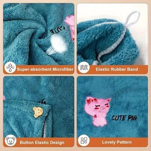 Cao Cấp San Hô Nhung Nhanh Chóng Khô Tóc Khô Khăn Tắm Cap Set Dệt Kỹ Thuật Cho Phụ Nữ Trẻ Em Cuộn Hình Dạng Cho Nhà Tắm - Product Image 3