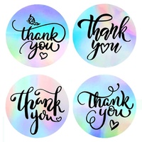 Etiquetas Adhesivas Holográficas de 2.5cm (1 Pulgada) Económicas, Impresas en Serigrafía, Personalizadas, de Agradecimiento, Resistentes al Agua, para Regalos y Negocios