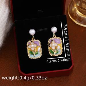 Francés Monet jardín colorido aceite gota flor pendientes bosque estilo lujo alta gama fresco moda LP aleación - Product Image 6