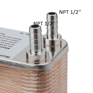 Refroidisseur de moût en <span class=keywords><strong>acier</strong></span> inoxydable à 60 plaques, changeur de chaleur à plaque brasée avec adaptateur de barbe 1/2 NPT pour le chauffage hydronique - Product Image 5