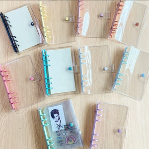 A7 Macaron rõ ràng PVC Vòng chất kết dính máy tính xách tay Shell bơm lại Tạp Chí Snap đóng cửa rời Leaf tập tin tổ chức thư mục cho nộp hồ sơ - Product Image 5