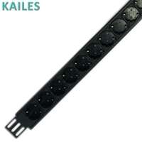 KAILES (KLS) 32A Bloc d'alimentation vertical monophasé en aluminium noir avec surveillance, 18 prises, 200-240VAC, pour rack de serveur, distribution d'alimentation IP