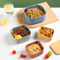 Ensemble de boîtes à lunch en silicone, 4 pièces, récipients alimentaires carrés avec couvercle, boîte bento empilable pour la préparation des repas et le stockage des aliments
