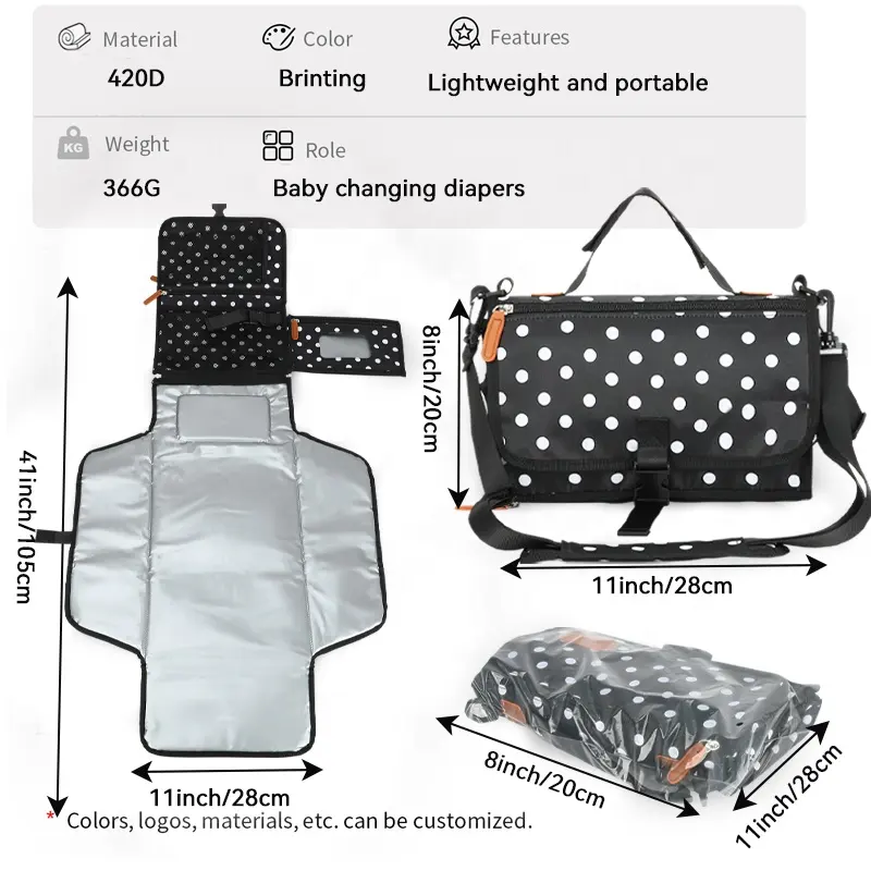 Ideal Busy Parents Portable Waterproof Baby Diaper Changing Pad Perfect Travel Changing Kit with Smart Wipes Pockets