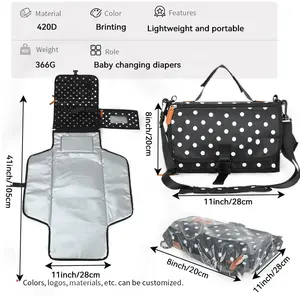 Ideal para padres ocupados, portátil, impermeable, cambiador de pañales para bebés, Kit de cambio de viaje perfecto con bolsillos de toallitas inteligentes