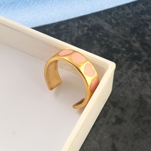 Anillo ajustable de varios corazones chapado en oro minimalista de Plata de Ley 925 para mujer, líneas esmaltadas clásicas, compromiso, bodas, fiestas - Product Image 2