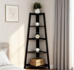 독립형 나무 코너 스토리지 랙, 장식 코너 스탠드 선반 - Product Image 2