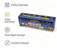 Cajas de Regalo Personalizadas para Calendario de Adviento de Ginebra Navideño de 6 Días, con Ventanas Desgarrables, Impresión a Todo Color y Estampado en Lámina Dorada