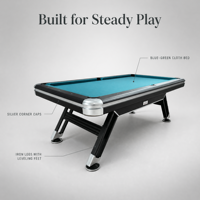 Table de billard 7FT pour usage domestique, avec pieds en fer, style chinois-américain, pour le billard à l'australienne, avec tissu bleu-vert, pour adultes