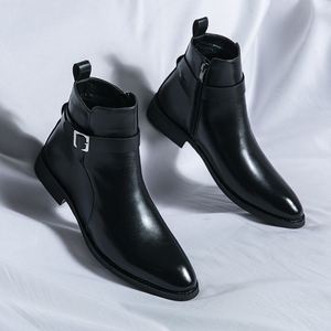 Bottes Martin montantes IStapromo Gifts, Bottes courtes pointues tendance, Bottes Chelsea, Bottes en cuir zippées pour hommes - Product Image 4