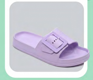 Sandali infradito in EVA con cinturino singolo e bottone, unisex, taglia 22, viola, estivi, a punta aperta, stile tinta unita - Product Image 4