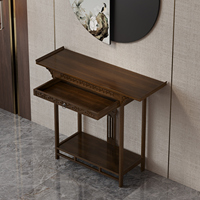 Table d'autel en bambou naturel de style chinois avec tiroir de rangement, console minimaliste pour entrée ou sanctuaire bouddhiste à domicile