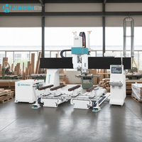 Machine à bois robuste JUNRAN à 5 axes avec 2 broches ATC pour fraisage 3D courbé et usinage sur mesure