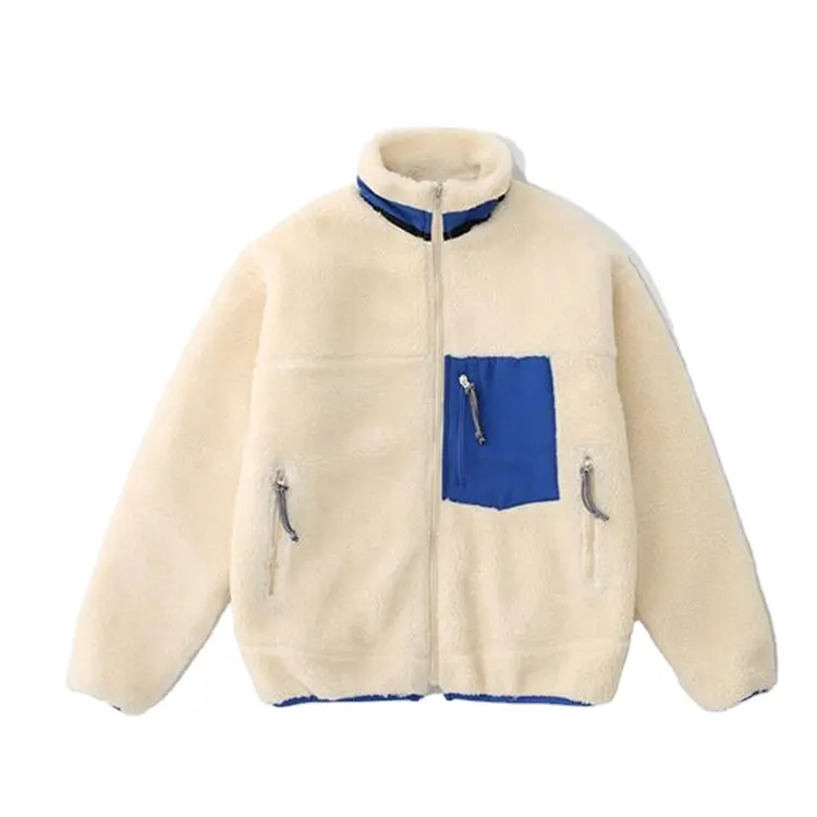 QYOURECLO Custom Logo Großhandel Outdoor-Kleidung Herren Zip Up Taschen Polar Sherpa Fleece Jacke