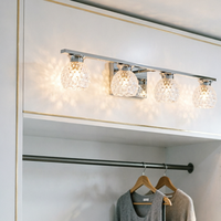 Applique Murale Moderne pour Chambre à Coucher avec Abat-jour en Verre et Miroir, Éclairage de Coiffeuse, Blanc Chaud 2700K, IRC 90, 4 Luminaires
