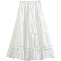 Fournisseur direct d'usine, jupe longue en coton blanc à volants superposés sur mesure, taille élastique, jupe longue fluide en forme de A, service OEM/ODM