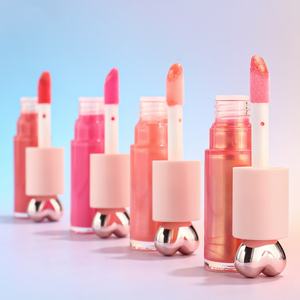 Gloss à lèvres en tube en forme de cœur multicolores, hydratant, transparent, végan, rose, gloss à lèvres liquide mat, sans cruauté, marque privée - Product Image 1