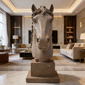 Fabrika Özel Tasarım Modern Dış Mekan Hediyelik Eşya Ev Otel Dekorasyonu Hayvan Heykeli Mermer Heykel Büstü At Heykeli - Product Image 3