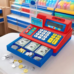 Calculadora MILI, caja registradora de juguete con micrófono de sonido Real, tarjeta de crédito para niños, juego de cajero educativo para aprendizaje de matemáticas - Product Image 5